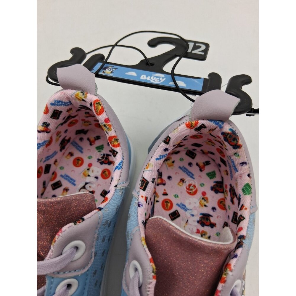 Bluey Sneakers Toddler Kids Size 12 Blue Purple Slip On Elastic Lace Shoes - Picture 7 of 10